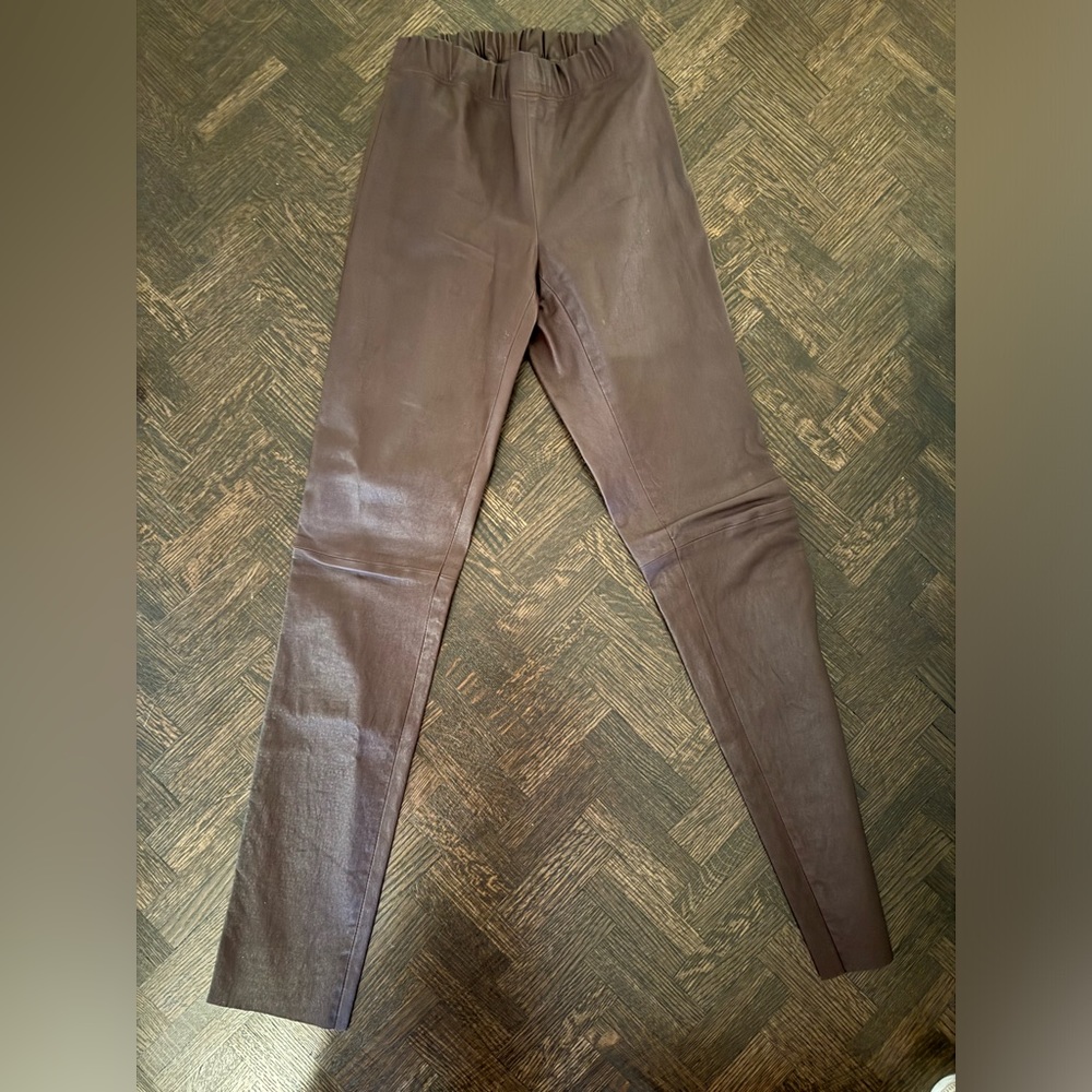Joseph brown leather skinny pants M